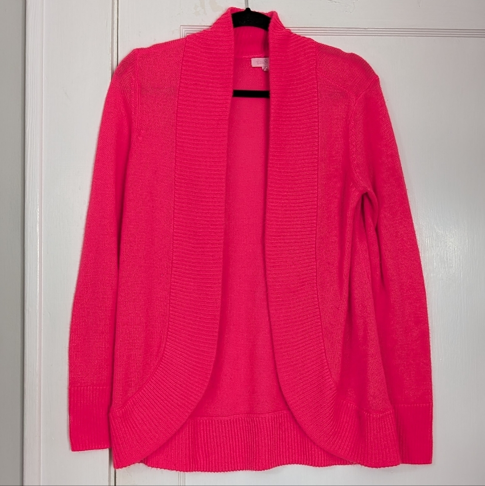 Lilly Pulitzer Pink Drape Open Front Cardigan Size M